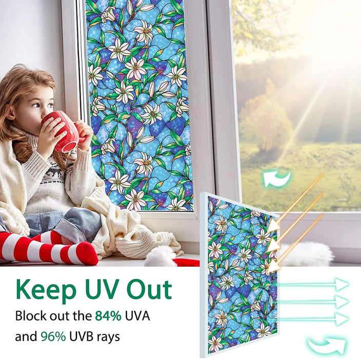 Decorative Privacy Window Film - Non-Adhesive Frosted Glass Film For Home