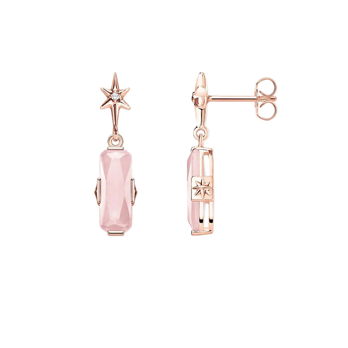 925 Sterling Silver Romantic Rose Gold Stud Earrings With Pink Stone