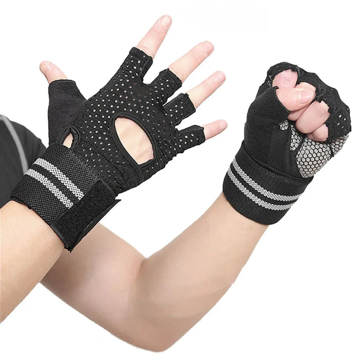 Anti Slip Fitness Gloves With Wrist Wrap Men & Women