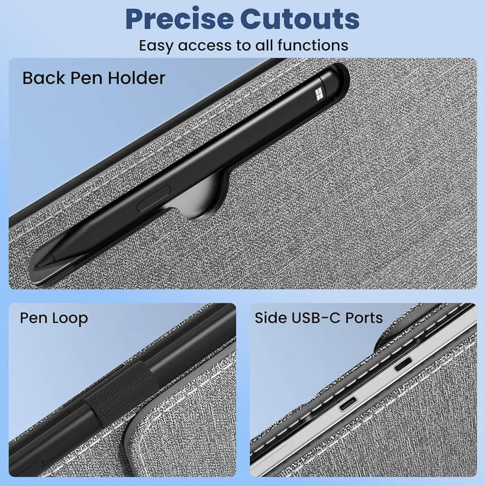 For Microsoft Surface Pro 12 Inch 1St Edition 2025 Lightweight Protective Business Case With Multi-Angle Stand & Stylus