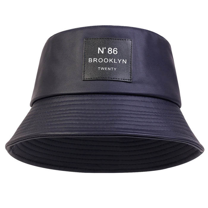 Stylish Unisex Pu Leather Bucket Hat For Outdoor Sun Protection