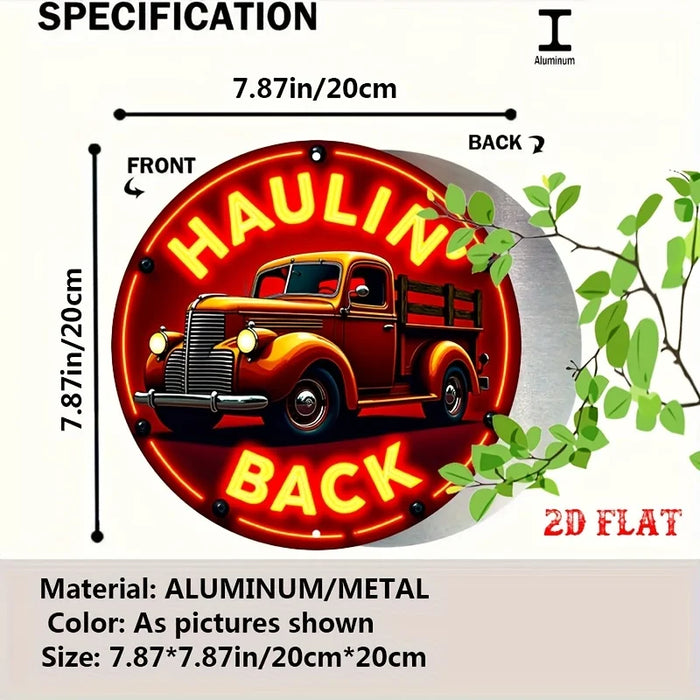 Retro Neon Truck Metal Sign Rustic Design With Red / Yellow Frame