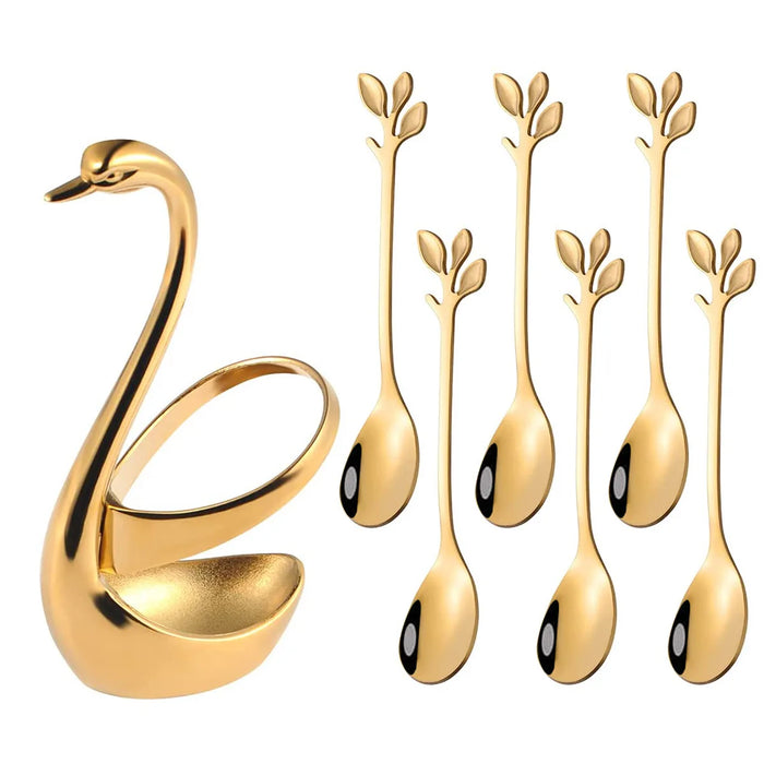 Stainless Steel Swan Fruit Fork Set For High End Dining
