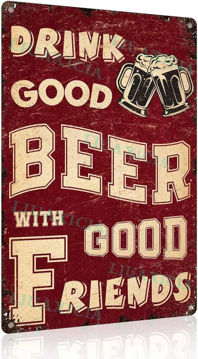 Vintage Beer Tin Sign Good Beer Good Friends