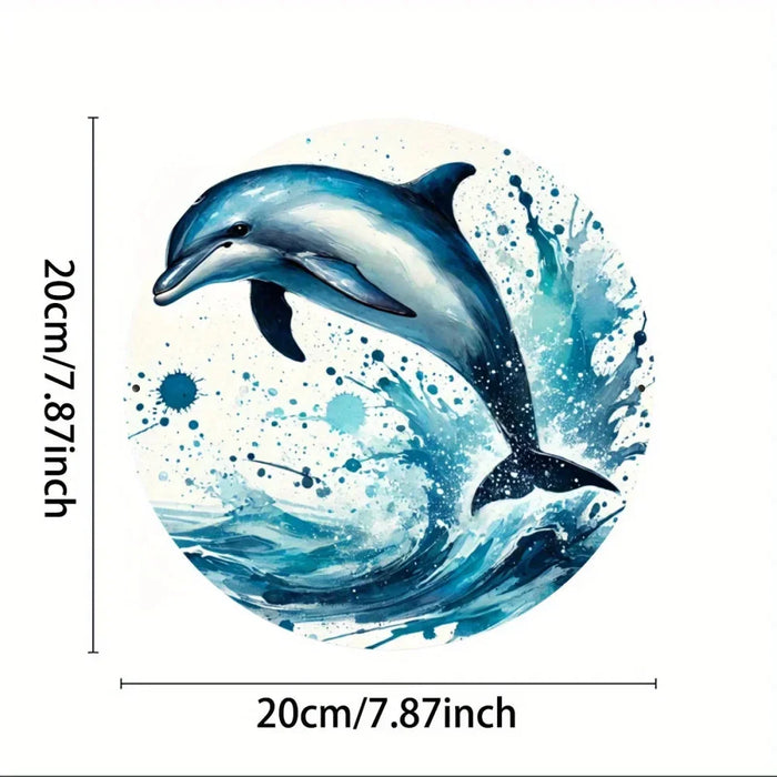 8X8 Inch Dolphin-Themed Metal Sign For Home Garden Office And Outdoor Decor