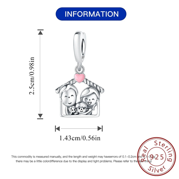 925 Sterling Silver Family Forever Pendant Fits Bracelets Diy