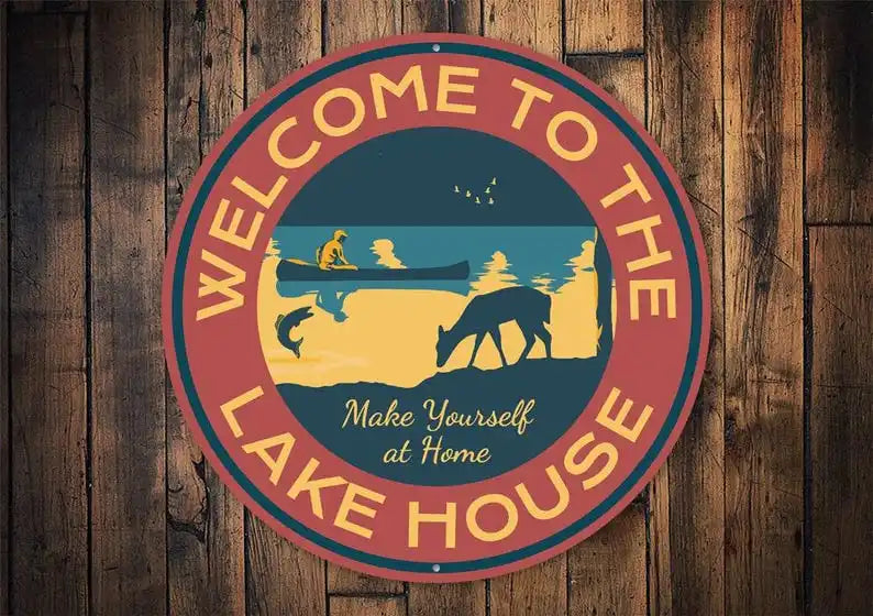 Welcome To Lake Lovers Sign Metal Decor