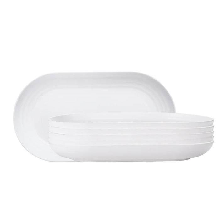 2 / 4 / 6 Piece Reusable Pp Oval Plates For Family Kitchen Picnics