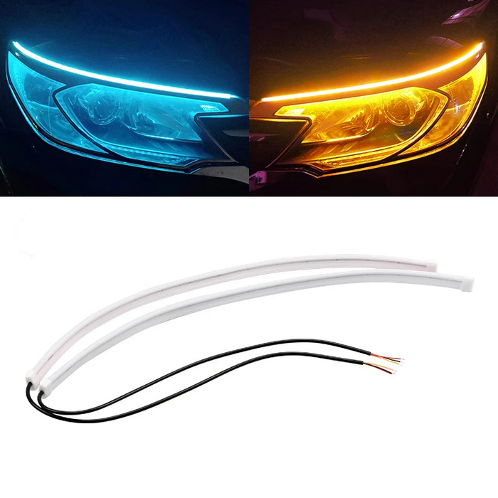 2X Super Bright Led Drl Car Daytime Running Light 12V Flexible Waterproof Turn Signal Yellow Neon Lamp