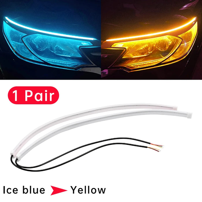 2X Super Bright Led Drl Car Daytime Running Light 12V Flexible Waterproof Turn Signal Yellow Neon Lamp