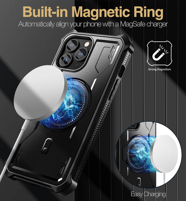 For Iphone 13 Pro Max Full-Body Bumper Military Grade Armor Shockproof Shell Case With Built-In Screen Protector Kickstand