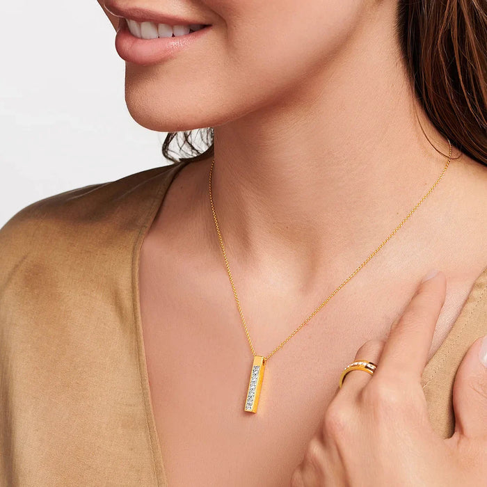 925 Sterling Silver Elegant Princess Cut Necklace Fine Jewelry For Women