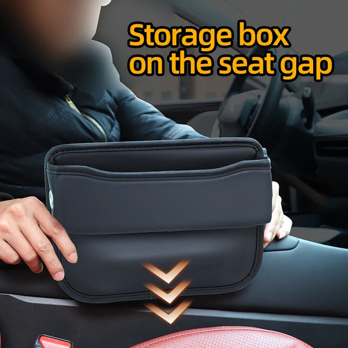 Car Seat Gap Bag Pu Leather Console Side Pocket Organizer With Charging Cable Hole