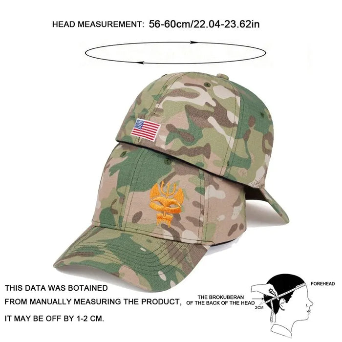 Adjustable Camo Baseball Cap For Outdoor Hunting Forked Wolf Embroidery