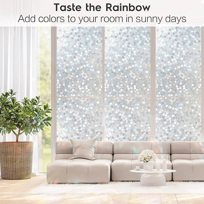 Rainbow Window Film - Stained Glass Clings - 3D Decorative Coverings - Static Cling Removable