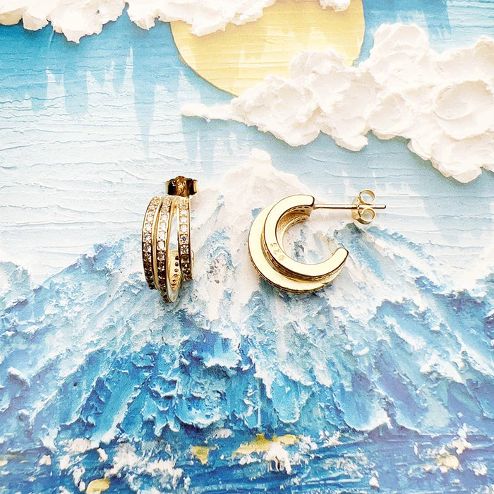 925 Sterling Silver Vintage Creole Hinged Hoop Earrings