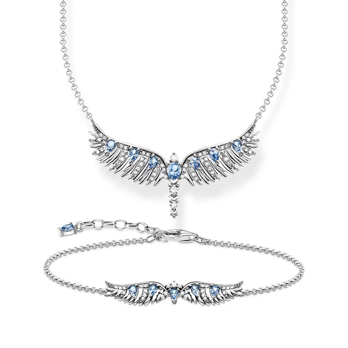 925 Sterling Silver Bohemian Phoenix Wing Necklace & Bracelet Set For Women
