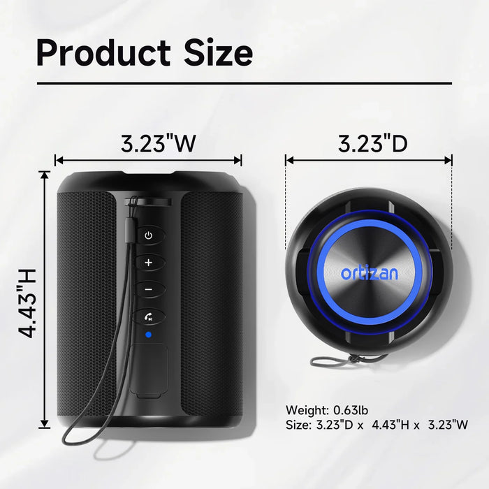 Portable Bluetooth Speaker With Bass Boost And Led Light Waterproof 15W
