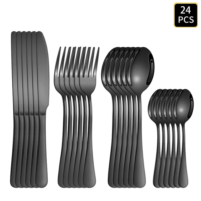 4 / 16 / 24 Piece Stainless Steel Cutlery Set Round Handle Wedding / Hotel