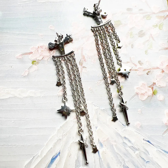 925 Sterling Silver Dreamy Star Drop Earrings Romantic Gift For Women