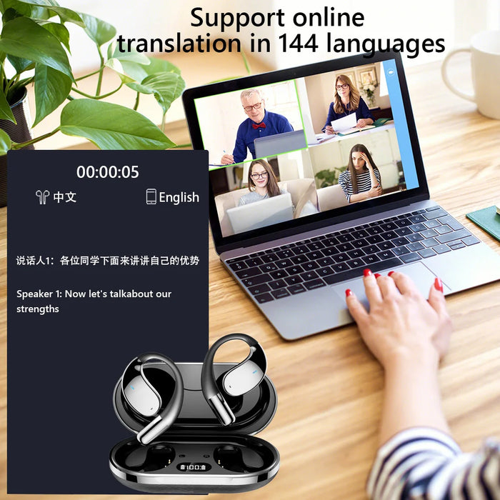 Yyk-Q39 3-In-1 Ai Translator Earbuds Wireless Bluetooth Translation Headphones 144 Language Real-Time Translation For Travel