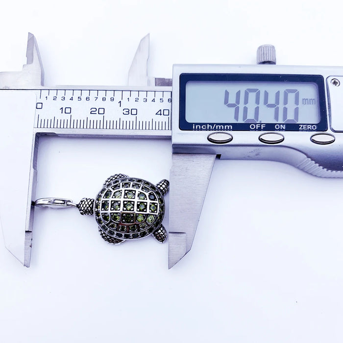 925 Sterling Silver Green Turtle Pendant Fashion Jewelry For Women & Men