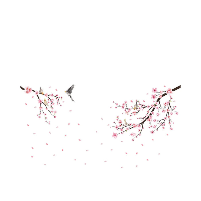 Watercolour Bird & Sakura Flower Wall Sticker For Home Decor