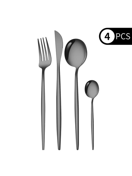 4 Piece Black Gold Stainless Steel Cutlery Set