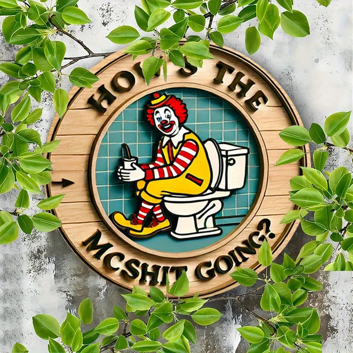 Retro Clown Metal Sign 7.8 Round Wall Art For Humorous Bathroom Decor