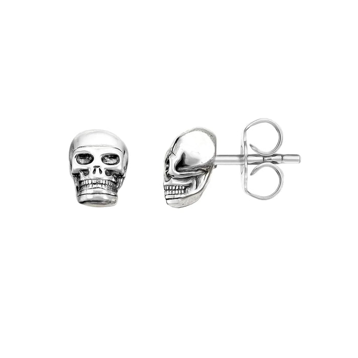 925 Sterling Silver Skull Stud Earrings Rebel Gift