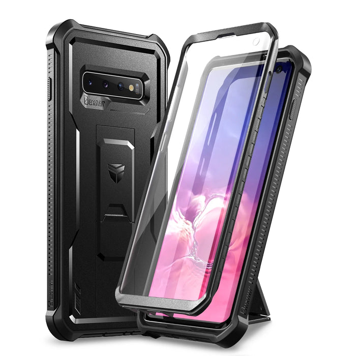 For Samsung Galaxy S10 Case Full Body Bumper Military Grade Armor Shockproof Kickstand Shell Case With Built In Screen Protector