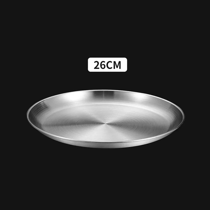 Korean Style Stainless Steel Bbq Plate Round Shallow Dish
