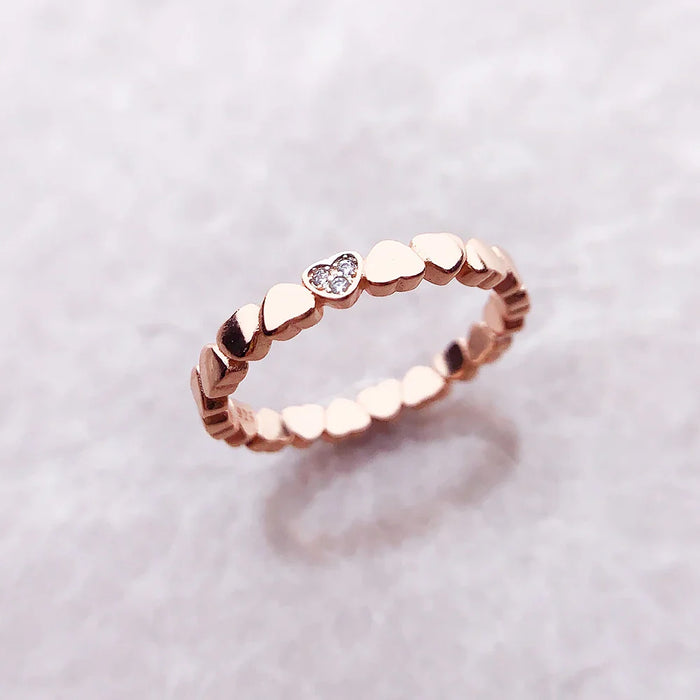 925 Sterling Silver Romantic Gift Hearts Ring Europe Style Fine Jewelry For Women