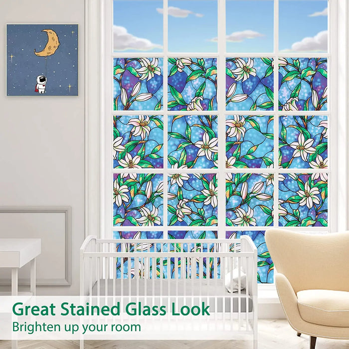 Decorative Privacy Window Film - Non-Adhesive Frosted Glass Film For Home