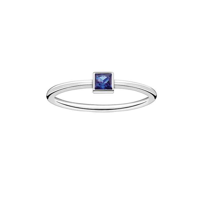 925 Sterling Silver Square Blue Stone Ring Timeless European Style Jewelry For Women Romantic Gift