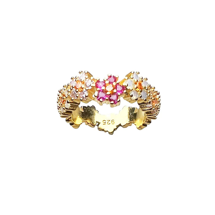 925 Sterling Silver Floral Stone Ring Romantic Gift