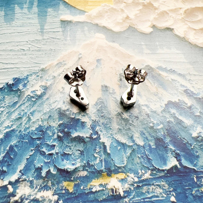 925 Sterling Silver Blue Stone Ear Studs Winter Boho Gift