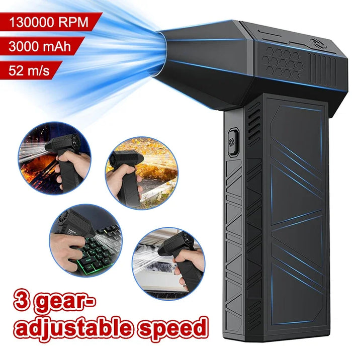 X3 Mini Turbo Jet Fan Electric Air Duster 3 Gear 130000Rpm 52M / S Wind Speed Dust Cleaner Gun Cleaning Blower Tool