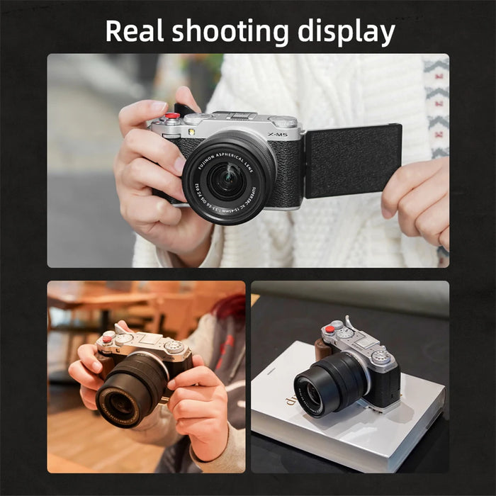 Metal Thumbs Up Hand Grip Hot Shoe Cover For Fujifilm X-M5 With Shutter Release Button Built-In Silicone Pads Camera Accessories