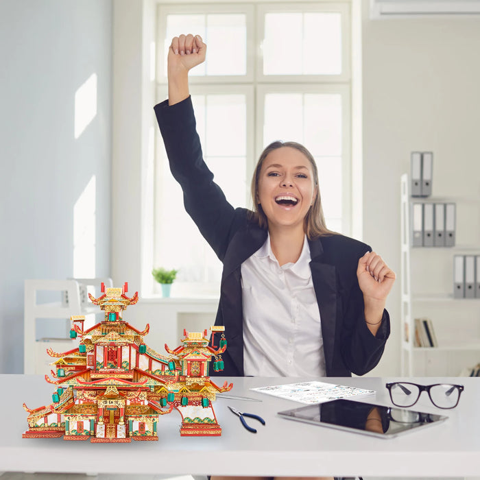 Adult Diy 3D Metal Puzzle Kit Red Garden Model Best Gift For Teens