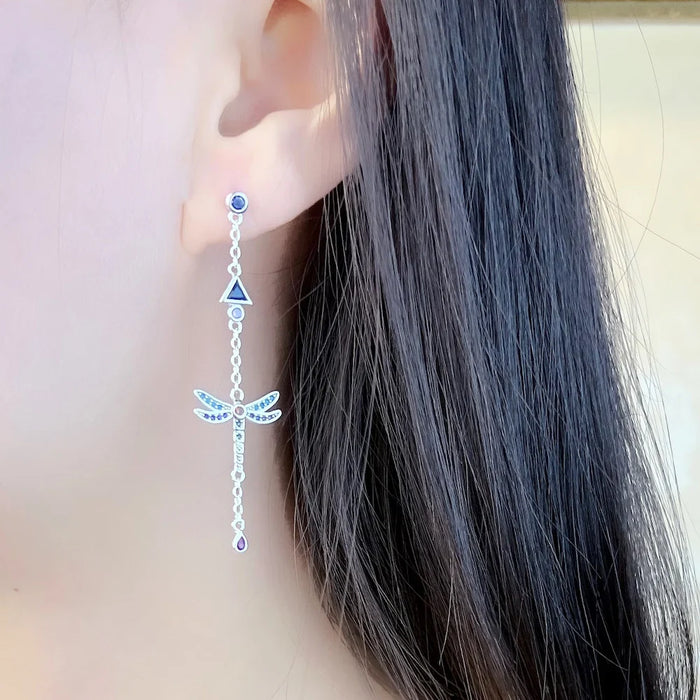 925 Sterling Silver Dragonfly Earrings Fine Jewelry For Women Play Of Colours Europe Lightness