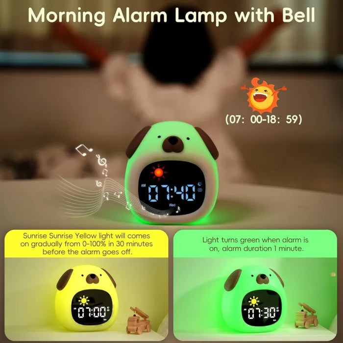 Puppy Shaped Kids' Sleep Training Clock With Night Light