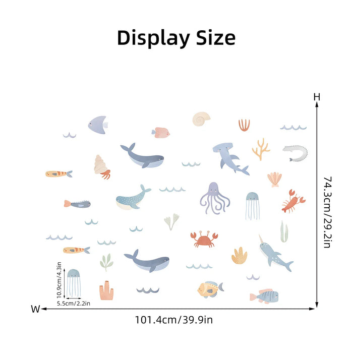 Cartoon Marine Animal Wall Sticker For Home Decor
