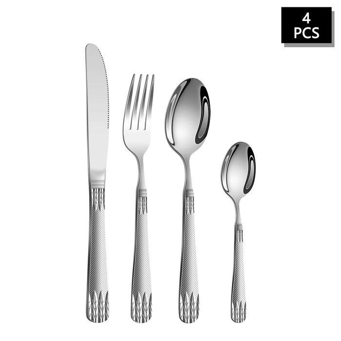 4 / 16 / 24 Piece Stainless Steel Cutlery Set With Wheat Ear Handle