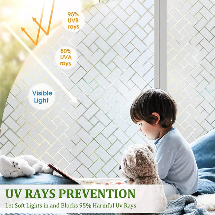 Frosted Window Film - Uv Protection Privacy Cross Pattern - Home / Office