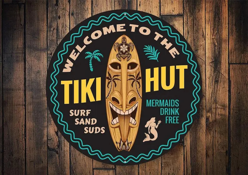 Tropical Tiki Bar Sign Metal Decor