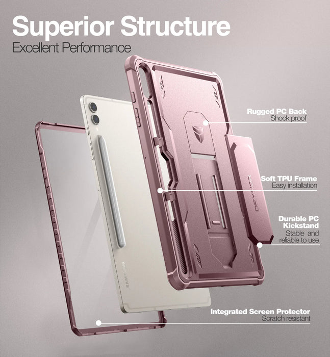 For Samsung Galaxy Tab S10 Plus Built In Screen Protector & Kickstand With Pen Holder Heavy Shockproof Full Body Protective Case