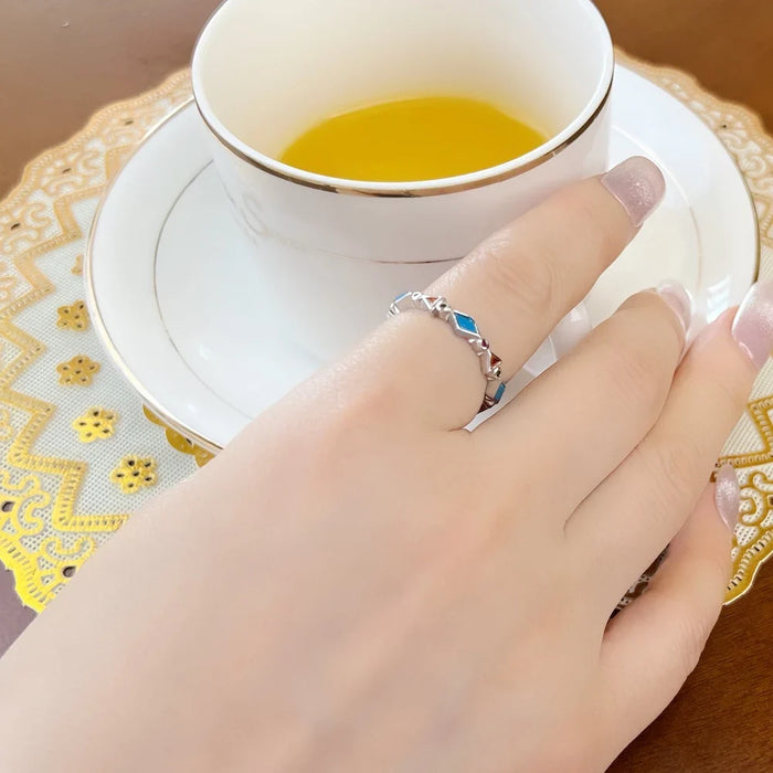 925 Sterling Silver Colourful Stones Ring Bohemian Jewelry For Women Turquoise Paradise Europe Inspired