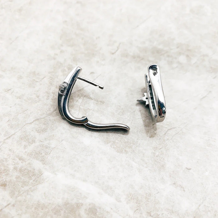 925 Sterling Silver Boho Star Hoop Earrings Lucky For Women