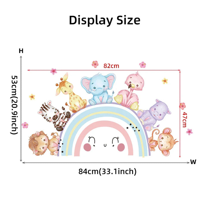 Colourful Animal Wall Stickers For Kids Room Decor